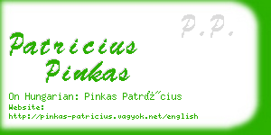 patricius pinkas business card